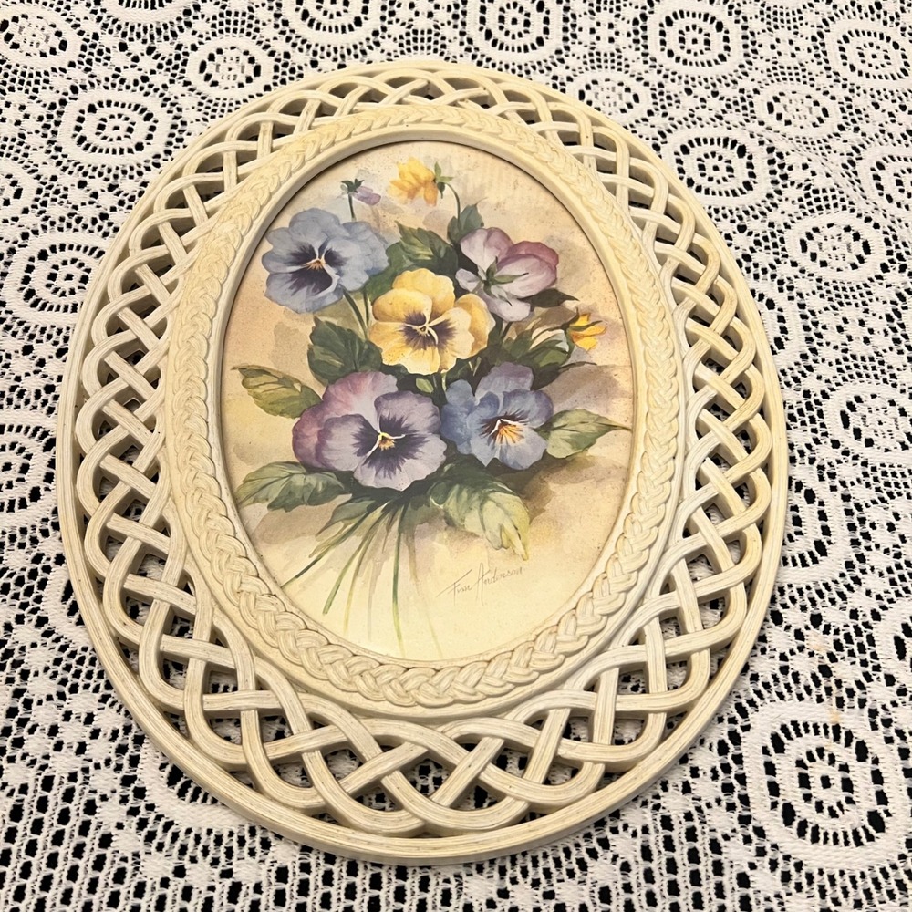 Vintage Homco Oval Pansies Print | Fran Anderson | Cottage Grandma
